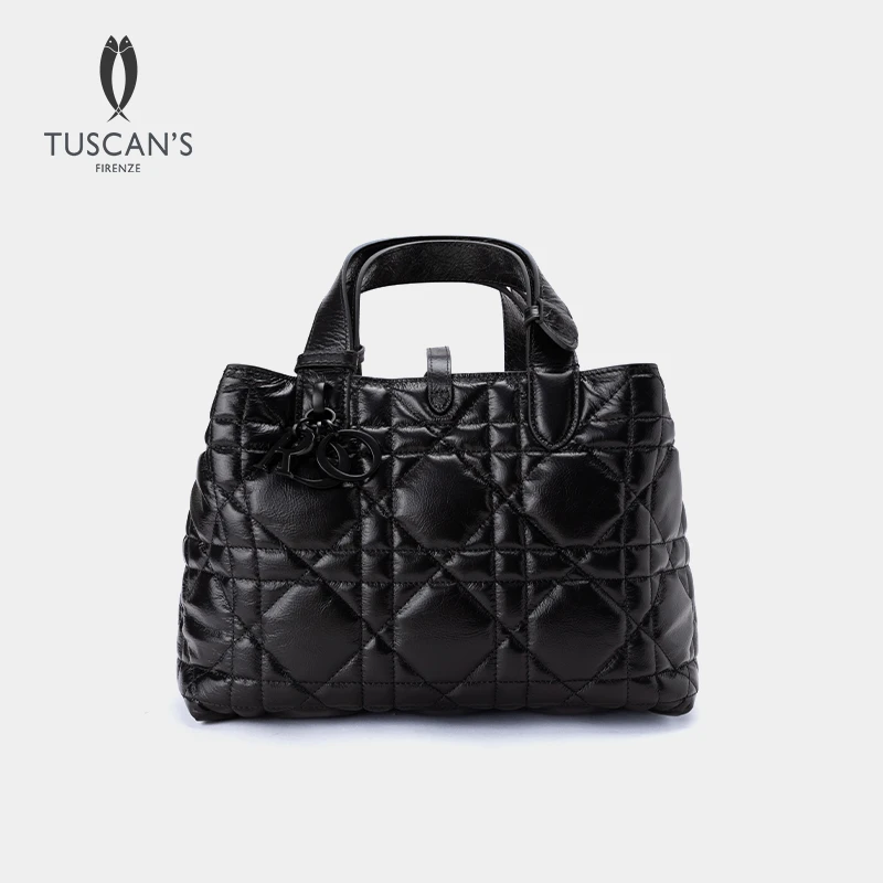 TUSCAN'S真皮牛皮女士菱格时尚百搭手提包经典大气轻奢