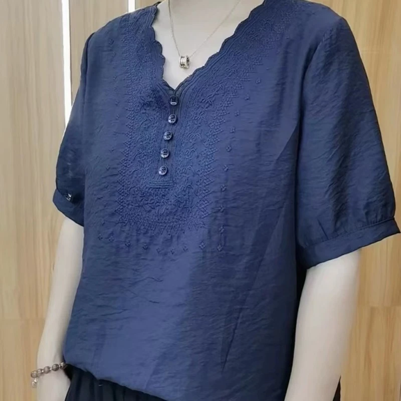 394 夏季时尚潮流短袖舒适透气T恤显瘦洋气百搭休闲气质小衫