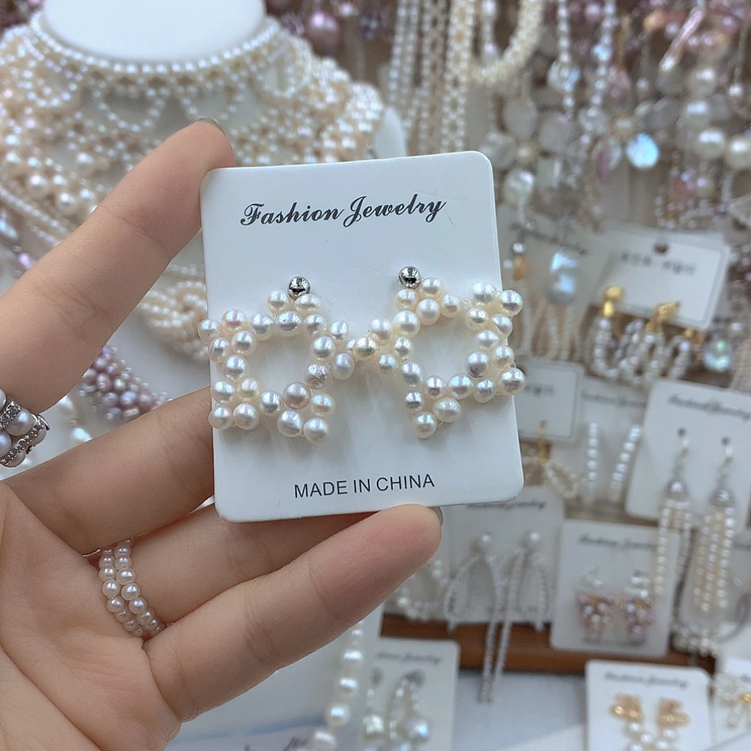 淡水珍珠耳饰银S925镶嵌