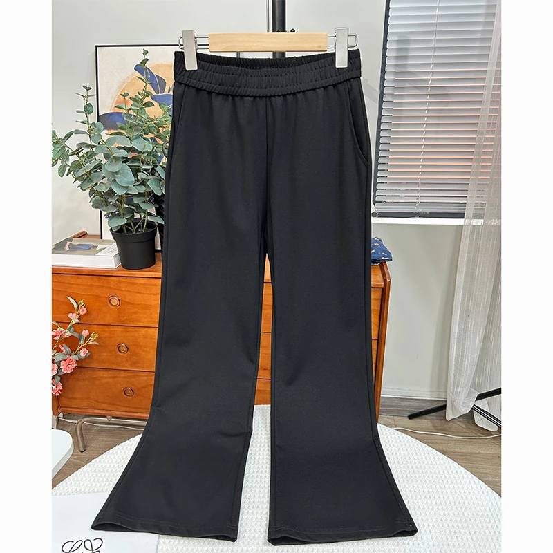 【九分小黑裤】哥D罗马四面弹显高显瘦夏季薄款中高腰九分微喇裤