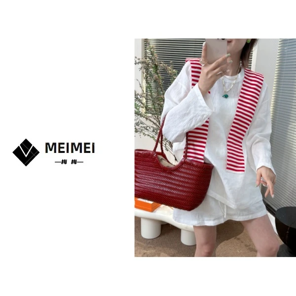 XMM.【100苎麻防晒衣三件套】时尚百搭宽松休闲洋气透气夏季GZ69033