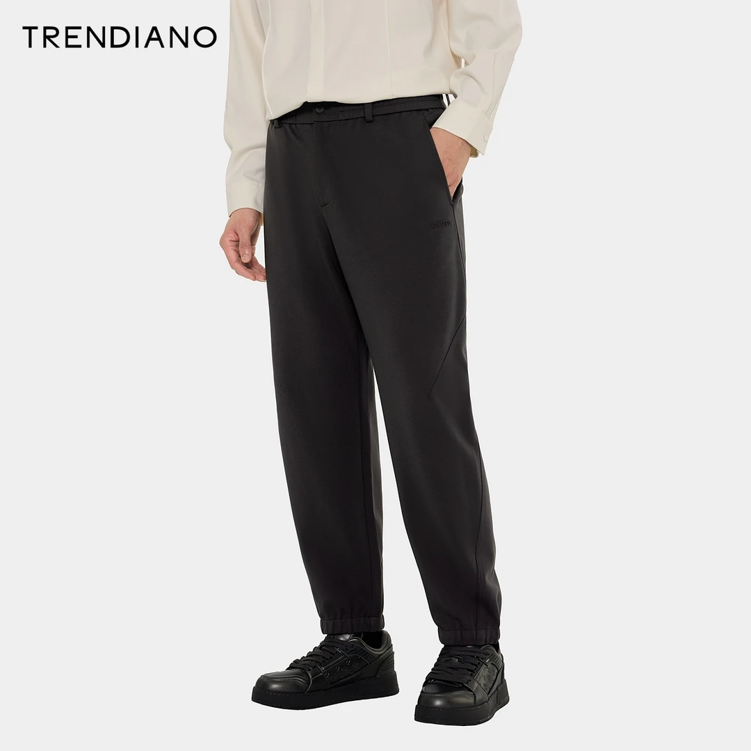 TRENDIANO针织束脚九分裤2024年冬季新款日常百搭休闲裤子男潮