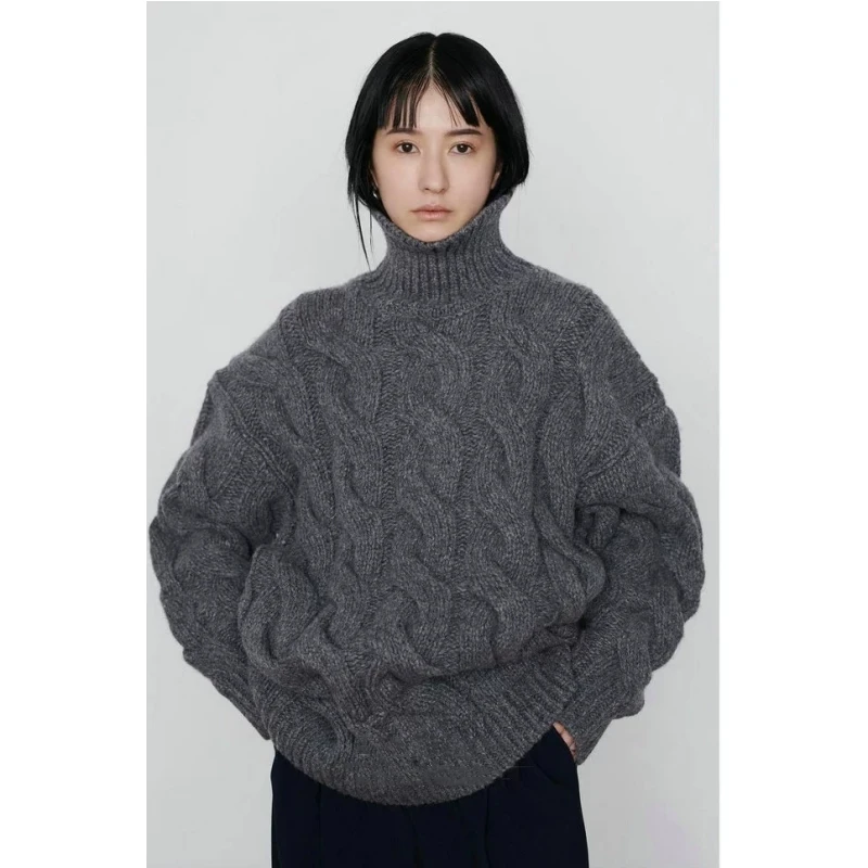 【MonTendre】 秋冬上新 松本 时尚百搭高领麻花罗纹羊毛针织衫