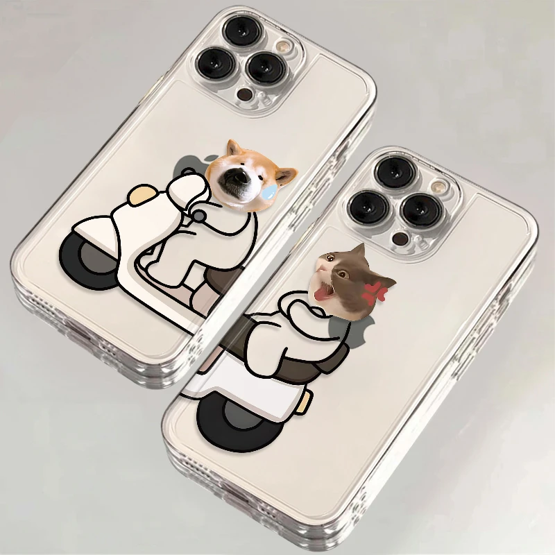 雅天立情侣骑车猫狗适用iPhone16/15苹果17手机壳华为vivoppo小米
