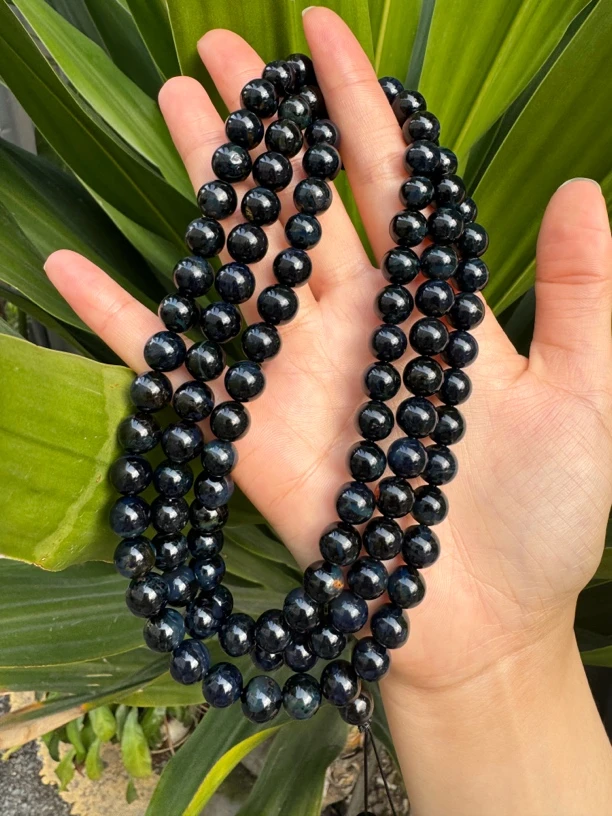 馆藏级缅甸星际蓝天翁琥珀满蓝满蜡9大加近10佛珠108男女同款