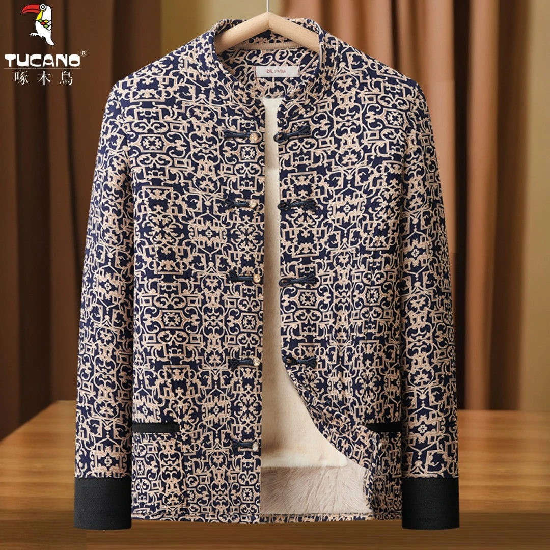 啄木鸟品牌冬季加绒加厚棉衣中老年保暖棉服男女妈妈装轻便小棉袄