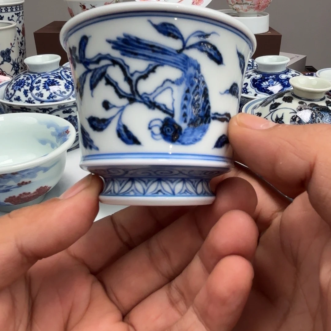 茶具鹦鹉直口杯景德镇发货