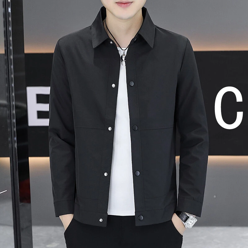 2025翻领男秋冬季商务简约二棉夹克工装男士韩版加棉加厚商务外套