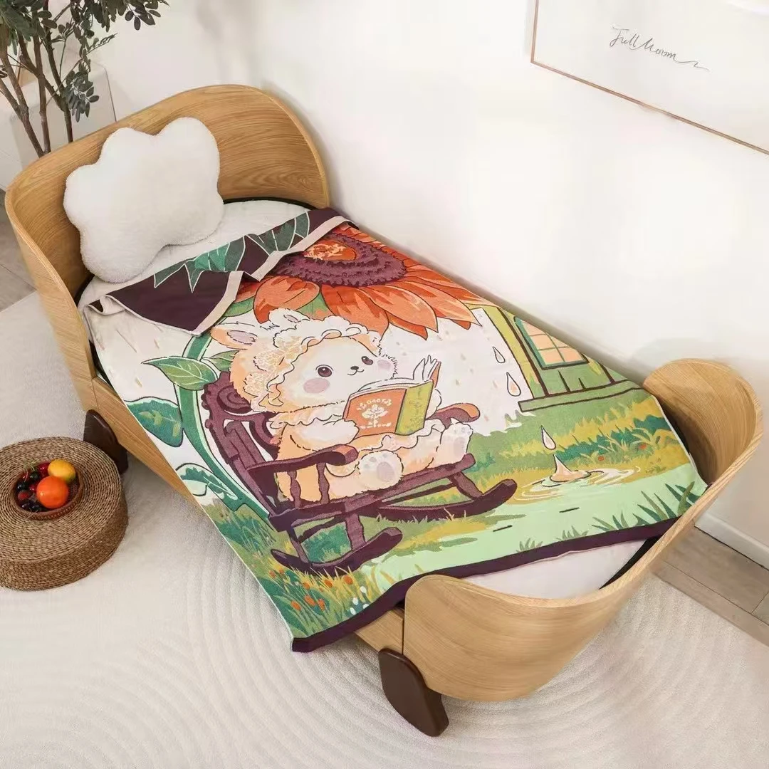 一举夺魁兔  纱布盖毯 120*150尺寸 可爱透气学生