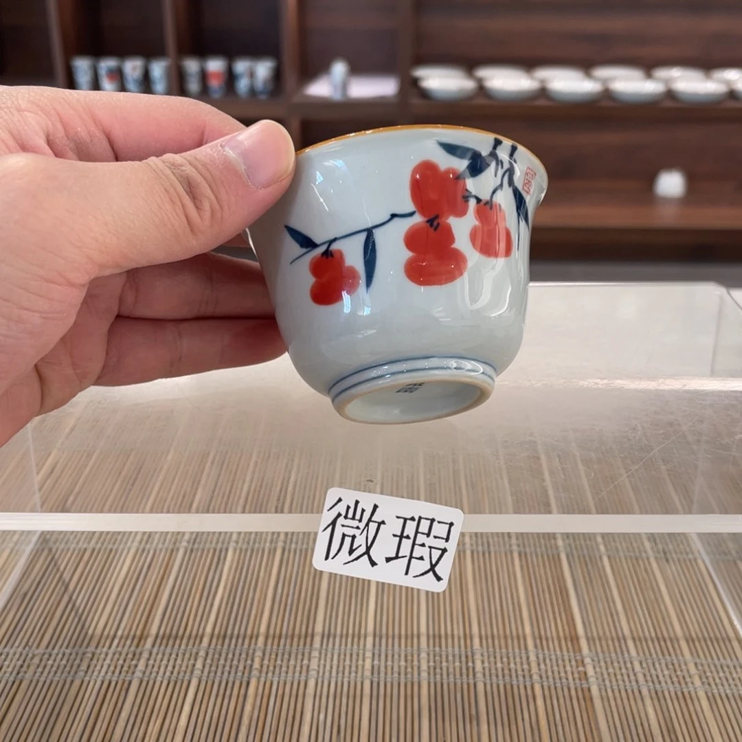 釉下手绘茶具微瑕