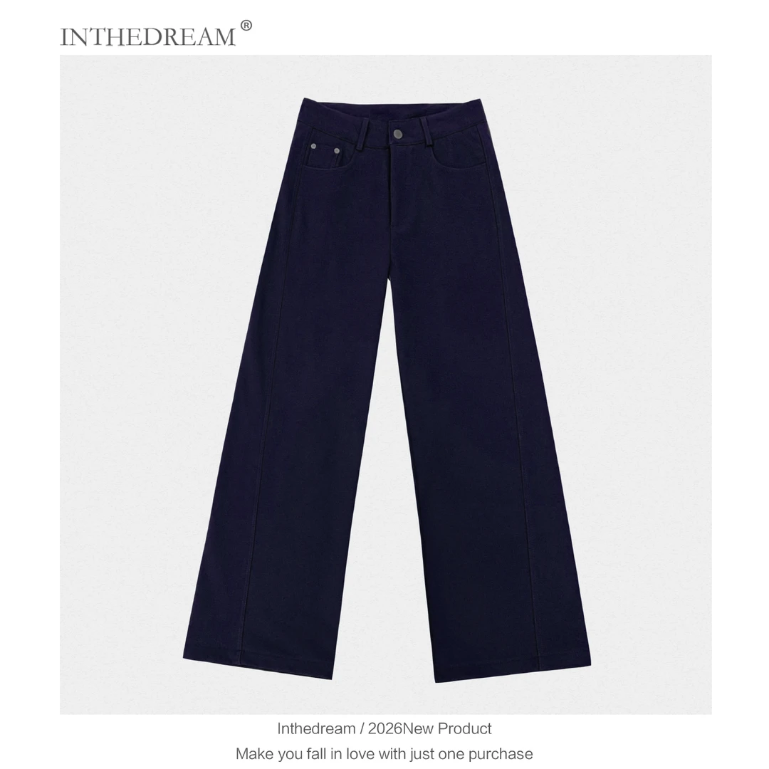 休闲高腰秋冬加绒宽松复古阔腿裤百搭网红拖地裤子女直筒裤时尚潮