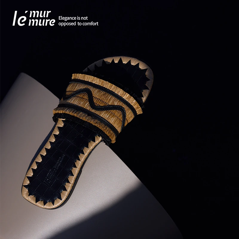 Le' Murmure「托斯卡纳礁石」编织 鳄鱼纹牛皮 一字带拖鞋zb