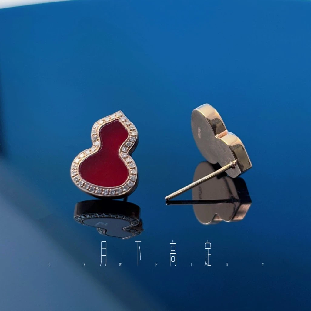 【玥霓高定】 001453  18k金 红葫芦耳钉  ZSES
