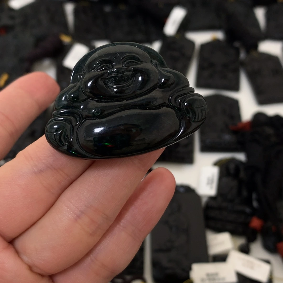 翡翠未镶嵌颈饰天然缅甸a货钢琴黑挂件