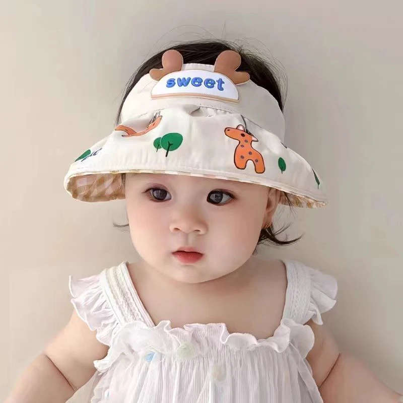 婴幼儿帽子夏季遮阳空顶帽宝宝超萌透气薄款防晒男女童沙滩太阳帽