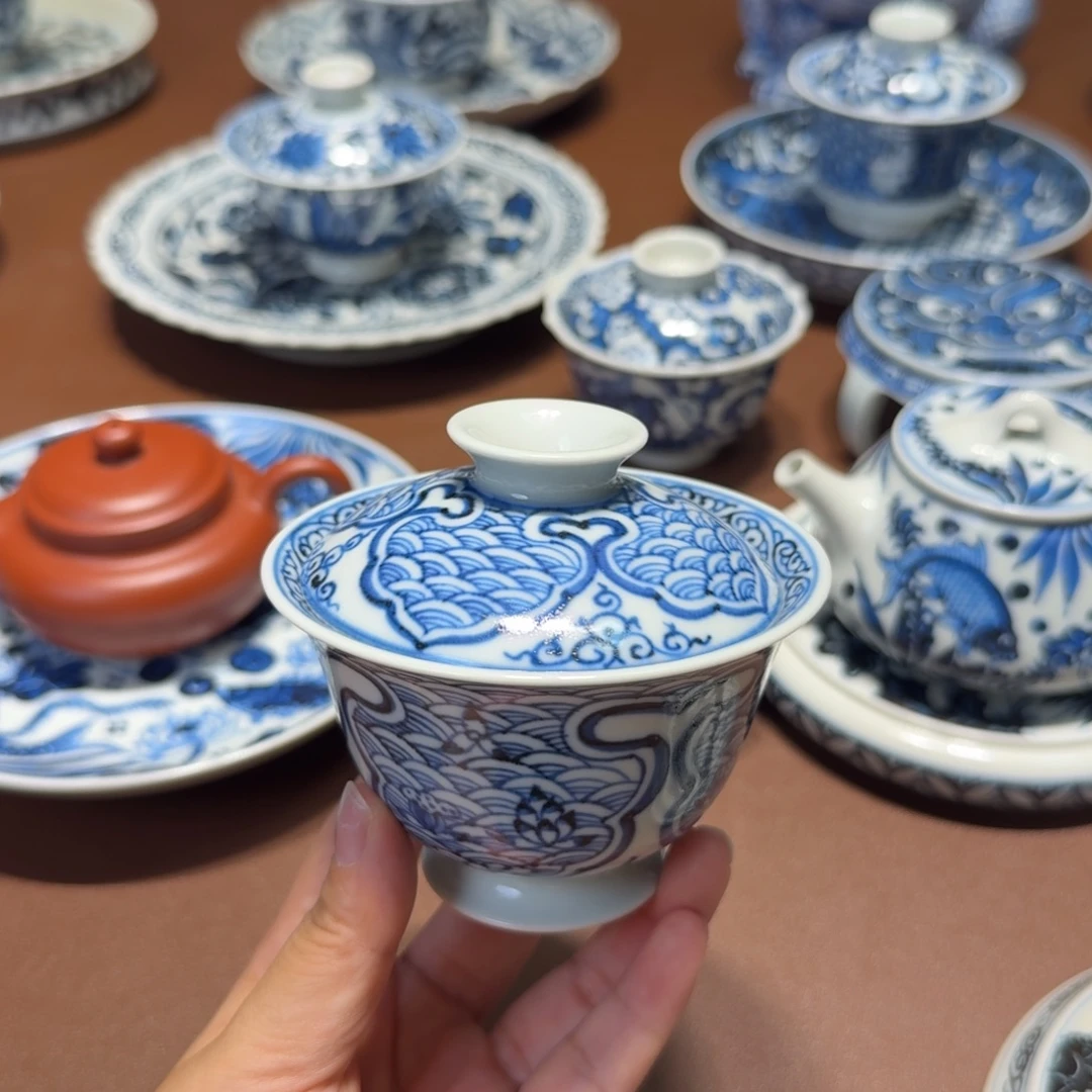 手绘手绘茶具微瑕盖碗