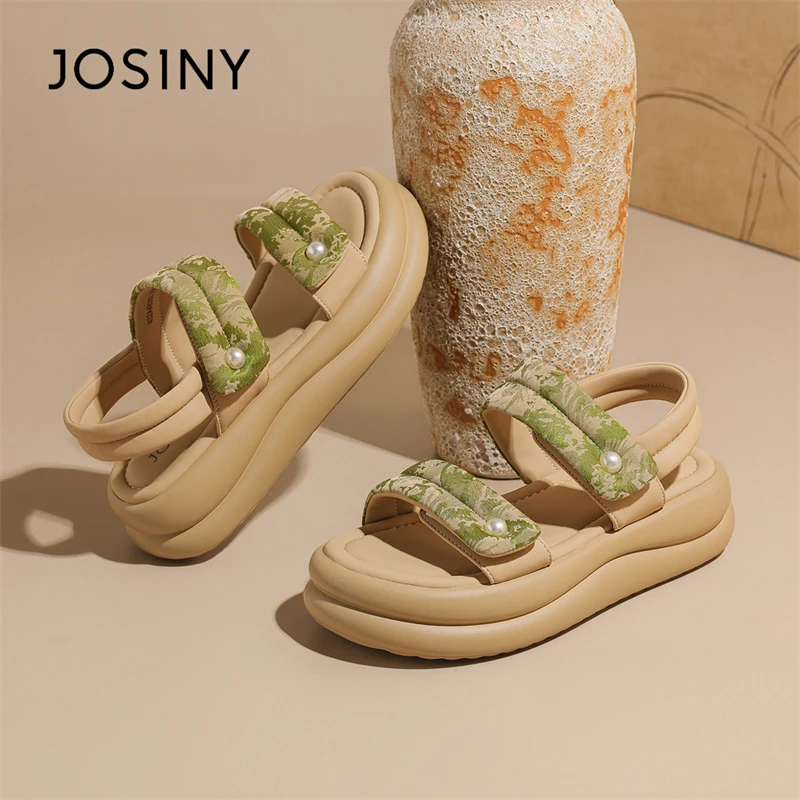 卓诗尼罗马凉鞋女夏外穿2025新款爆款中式国风百搭厚底松糕沙滩鞋