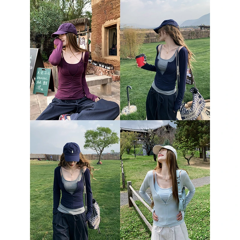 小君君布兰妮 韩女曲线/莱塞尔一体杯胸垫吊带小衫套装250087