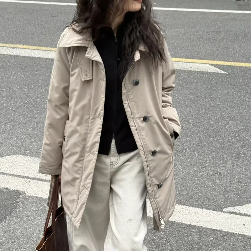 916-秋冬保暖90鹅绒潮流韩版ins中长款羽绒服百搭长袖拉链常规