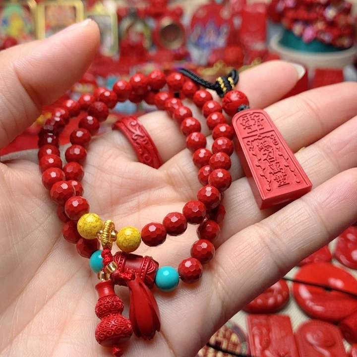 天然辰砂折****丝工艺品朱砂吊坠