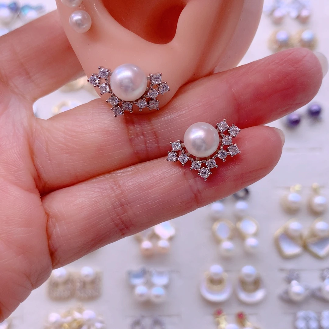 合金淡水珍珠耳饰