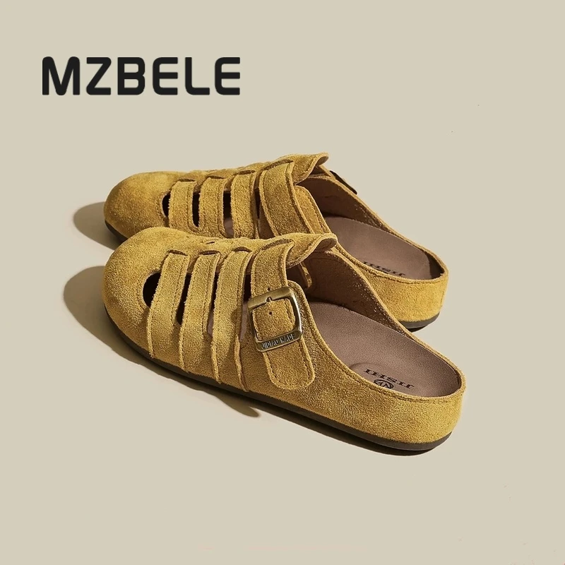 梦孜百丽勃肯鞋包头半拖鞋女款外穿2025夏季新款厚底凉拖鞋女