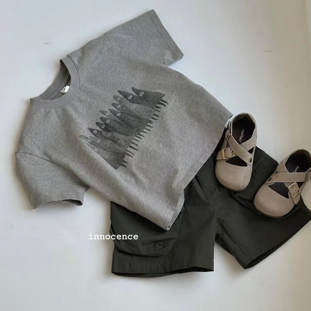 男童纯棉短袖套装中小童2025夏季新款儿童女童韩系上衣短裤两件套