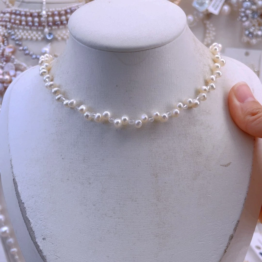未镶嵌耳饰淡水珍珠项链