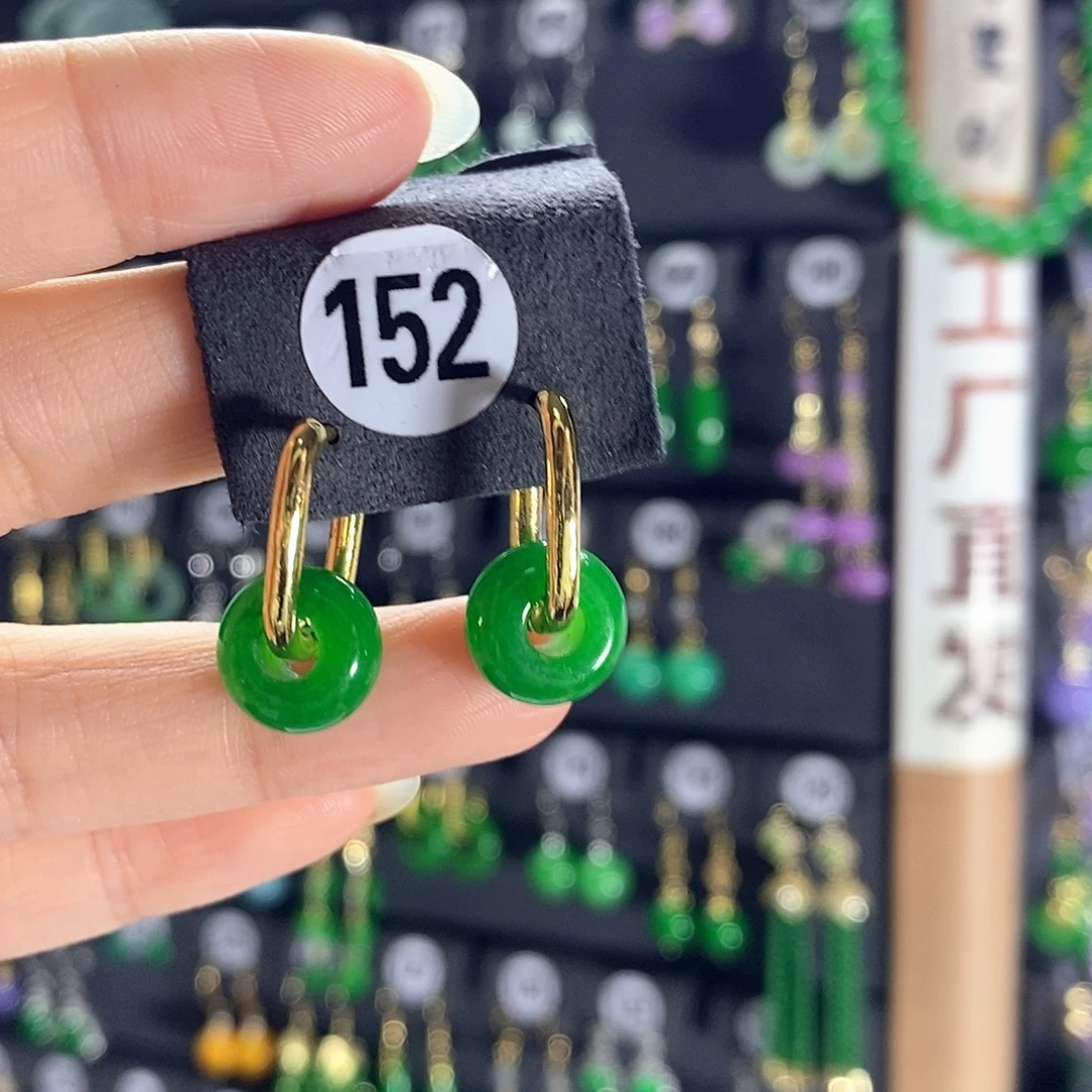 翡翠银S925镶嵌耳饰152