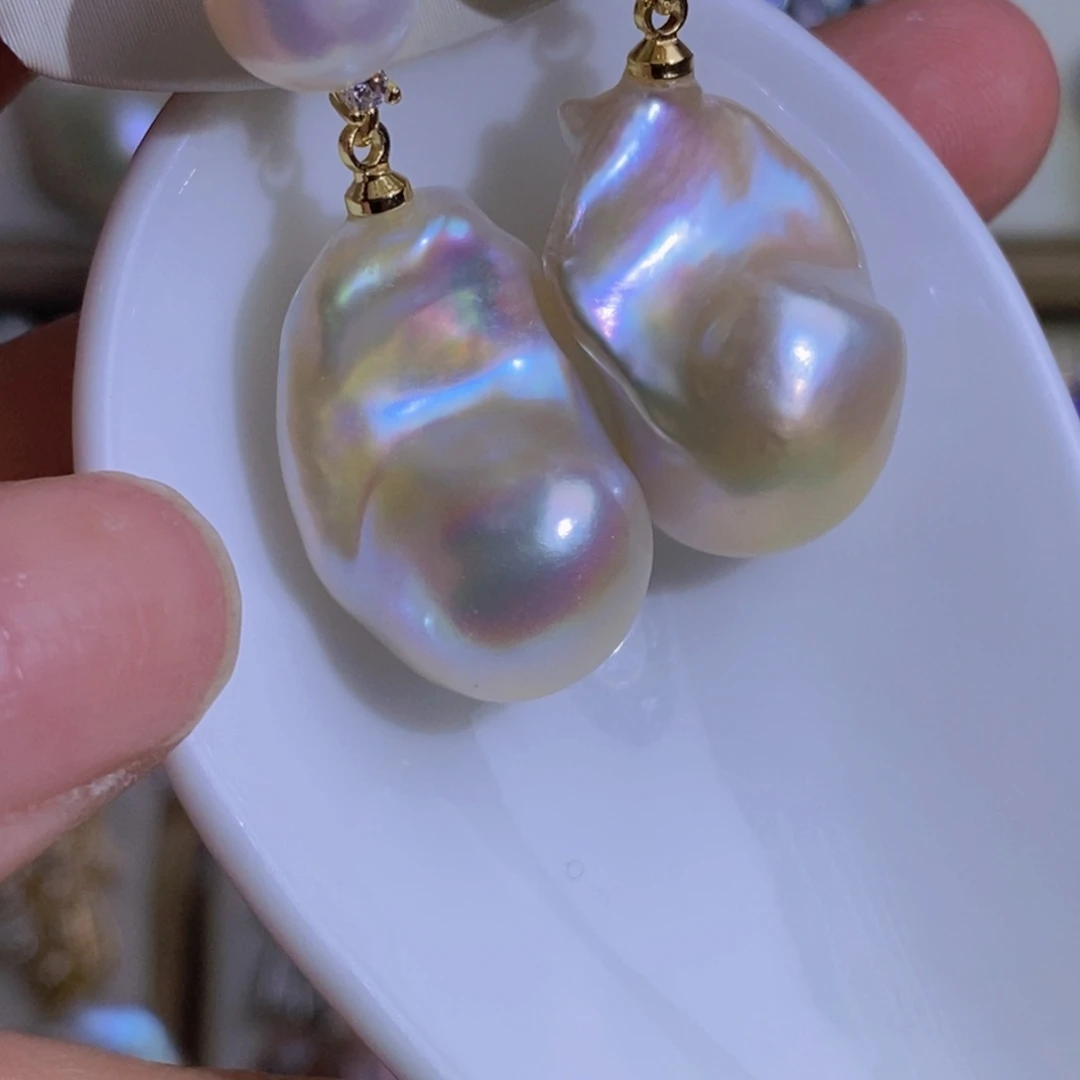 银S925镶嵌天然淡水珍珠淡水珍珠白*梅