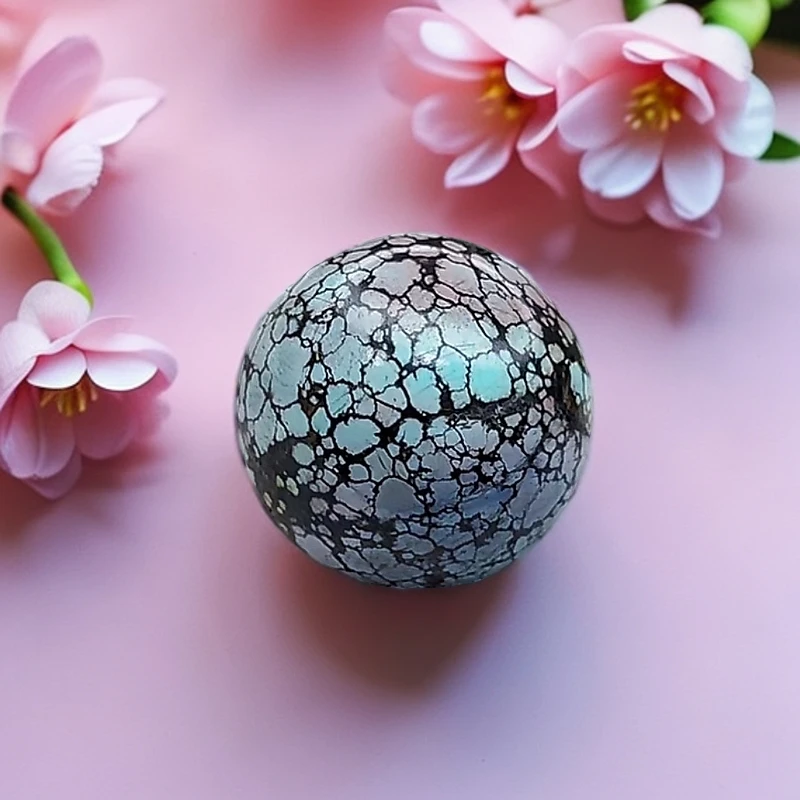 绿松石珠子湖北原矿粉彩单珠