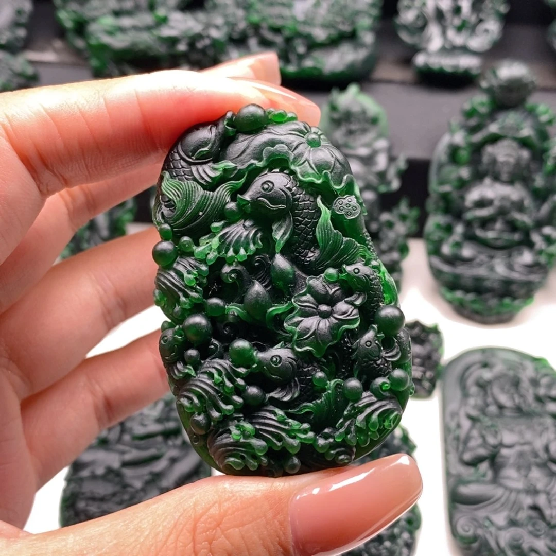 亿***家定制翡翠未镶嵌九鱼