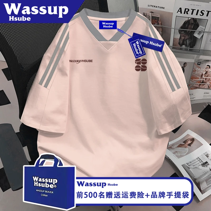 WASSUP HSUBE原创印花短袖ins美式设计纯棉半袖男女款夏季重磅T恤