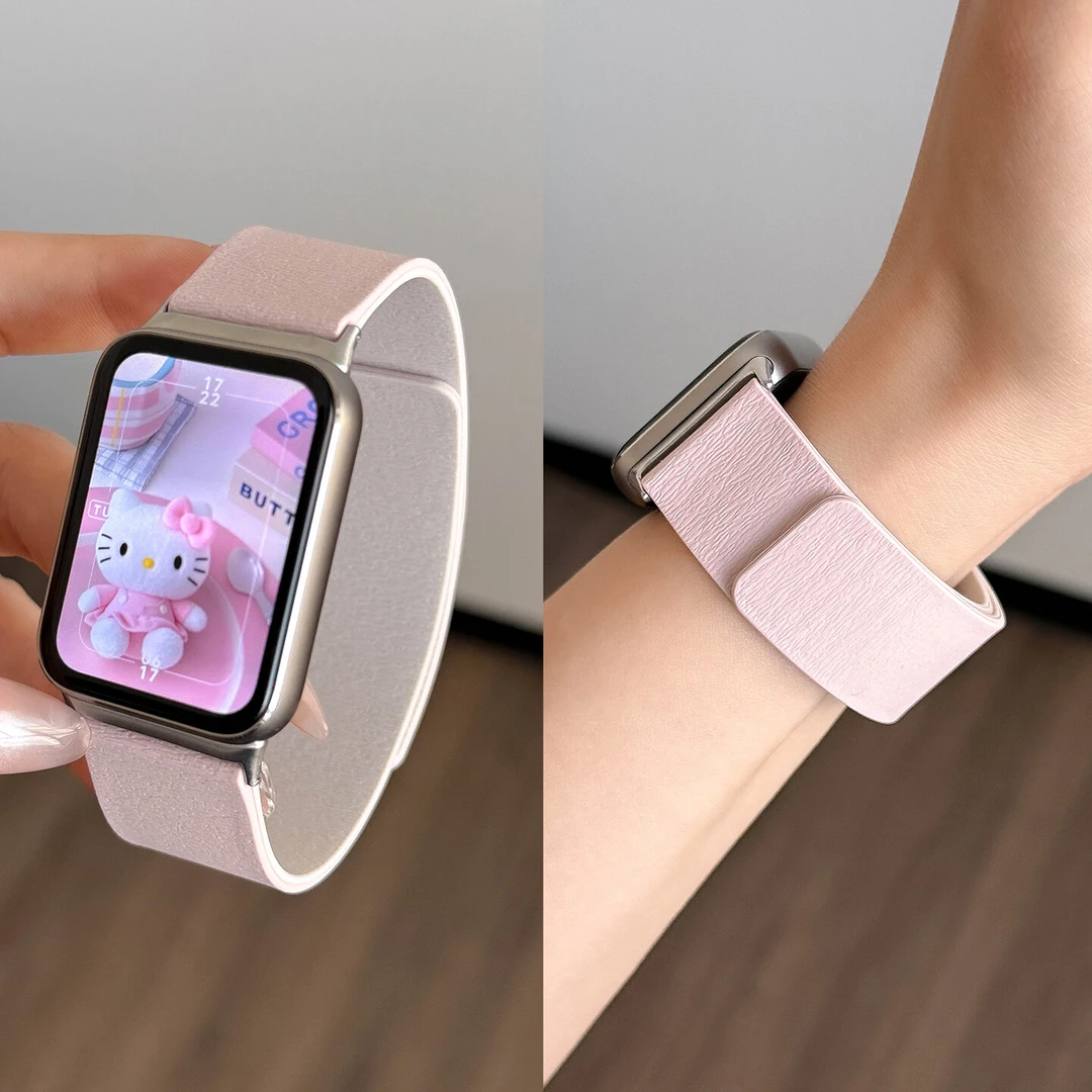 适用小米手环9pro表带8Pro手表腕带7皮纹硅胶磁吸夏季小米10表带