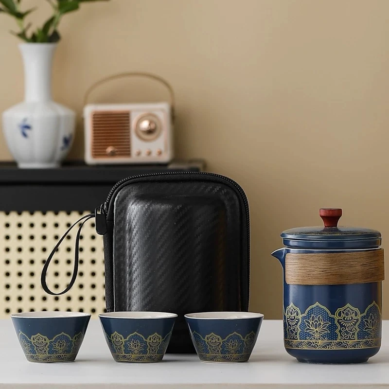 蓝底宝相木把旅行套-318（众）