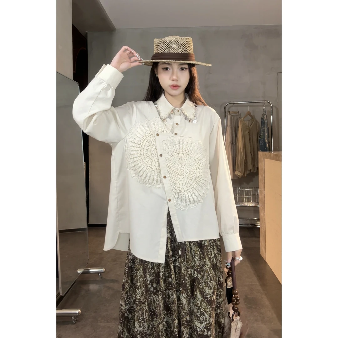 衬衫【太阳花】春季新款设计感小众太阳长袖衬衫女