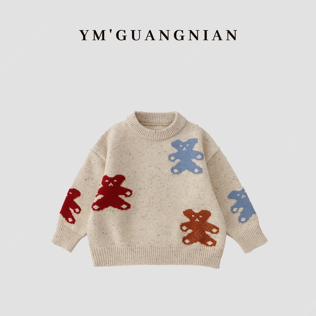【幼棉光年】萌娃冬装加厚保暖毛衣插肩袖卡通针织衫323528