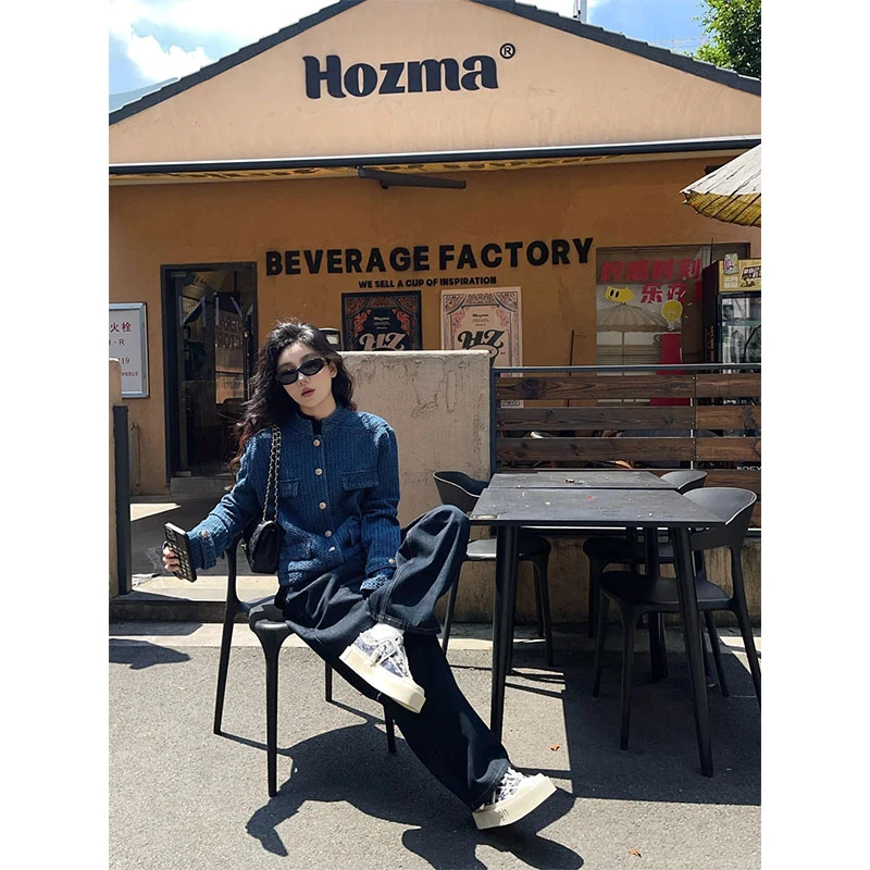 2025早秋季新款修身显瘦百搭时尚宽松外套上衣休闲简约阔腿长裤女