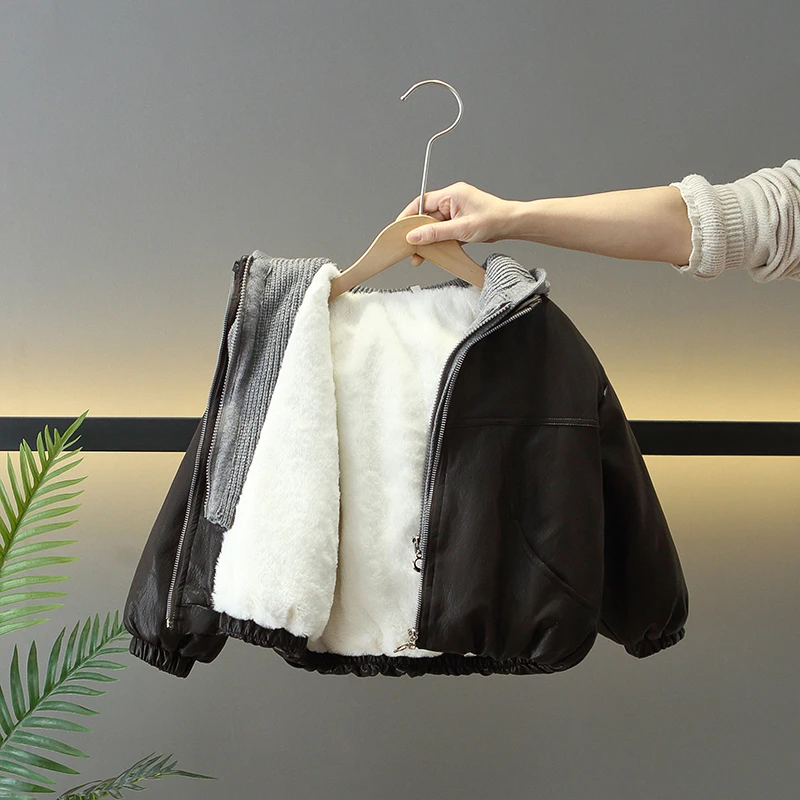 童装儿童加绒棉服外套男童加厚假两件棉袄宝宝新款冬季洋气皮衣