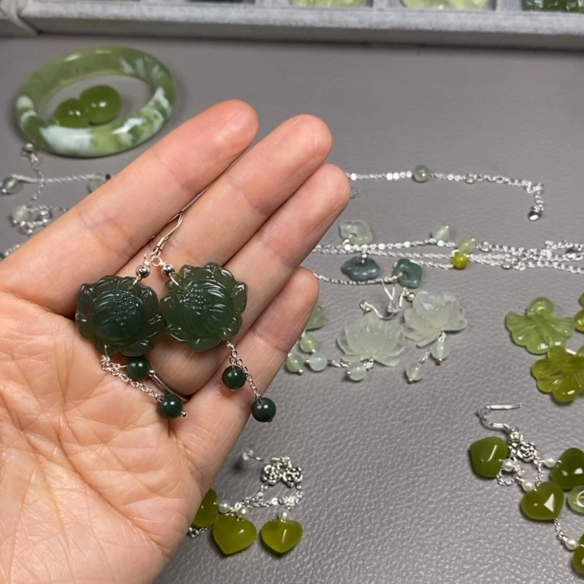 【闪购商品】蛇纹石玉未镶嵌挂件耳饰耳环项链