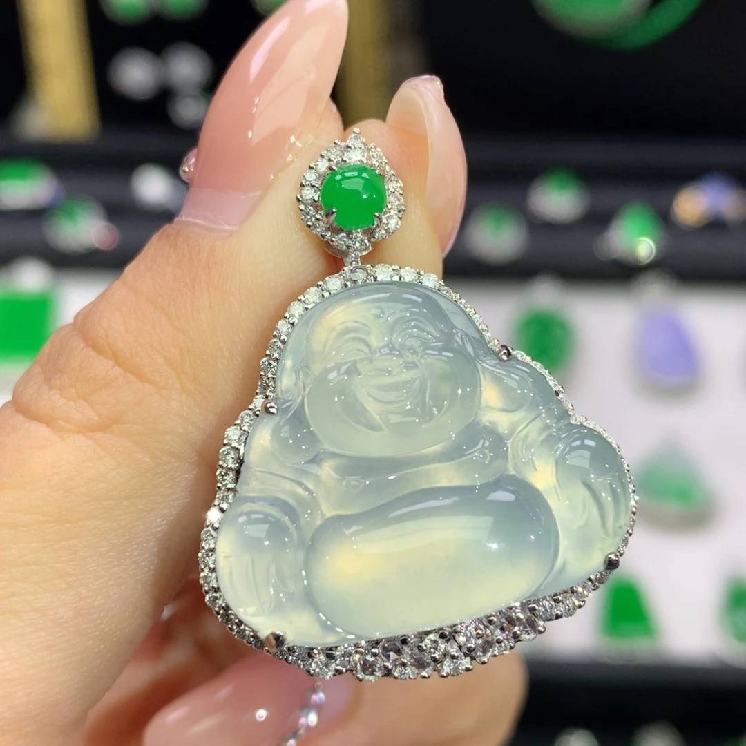 翡翠18K金镶嵌吊坠(不含链)