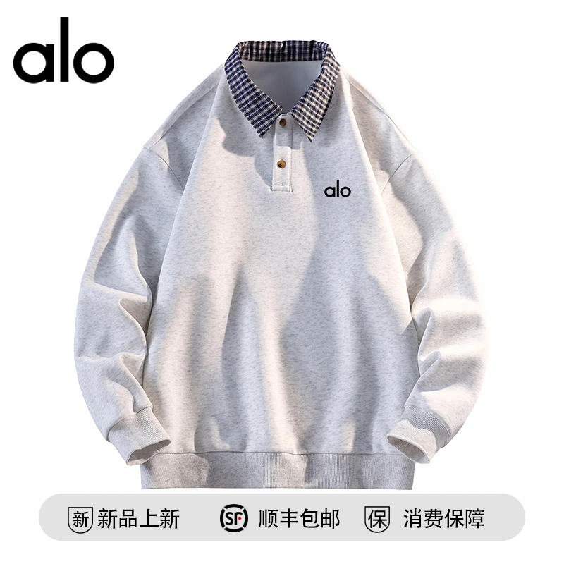 【官方奥特莱斯】品牌折扣美式复古格子polo领卫衣宽松学院风假两件