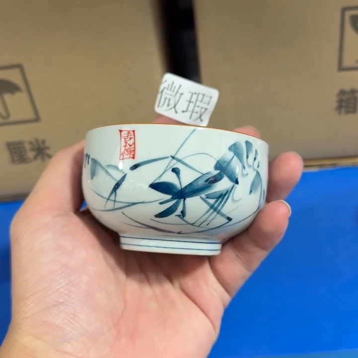 釉下手绘茶具微瑕