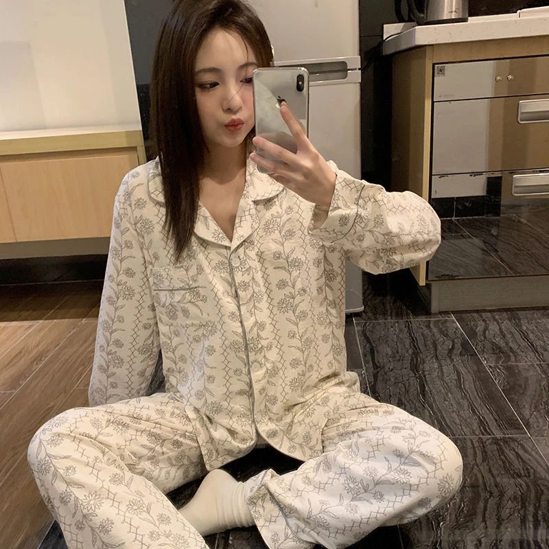 【灰树叶】婴儿棉感泡泡纱布女睡衣2025新款春夏薄款开衫宽松家居服