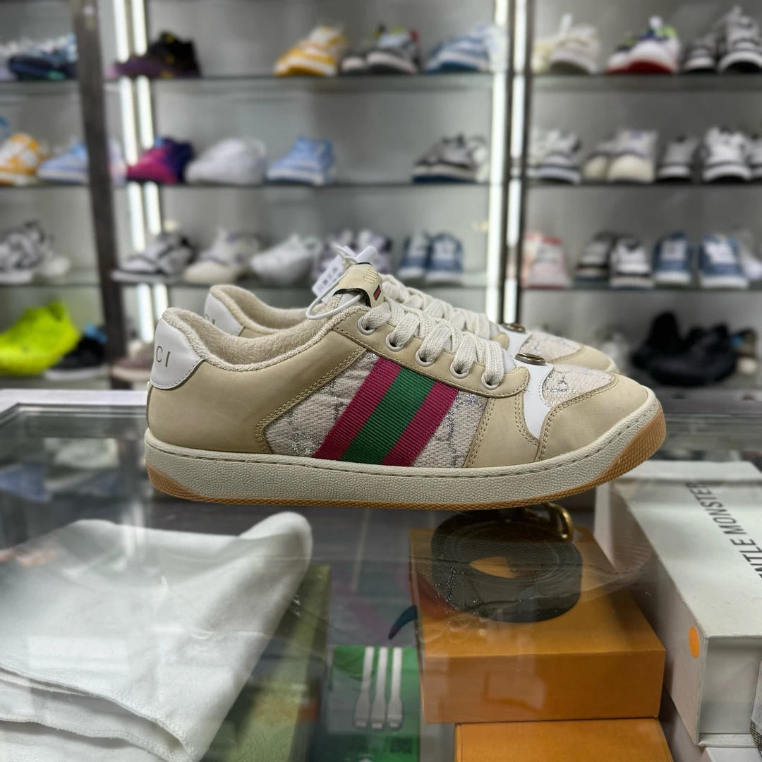 95新 GUCCI/古驰 SCREENER 米色脏脏鞋 尺码/37 YH18301