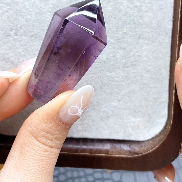 水晶珠宝半成品未镶嵌40紫晶柱4.8cm