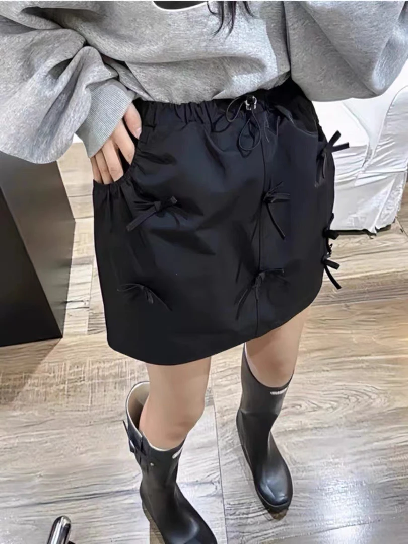 蝴蝶结松紧腰工装裙2650