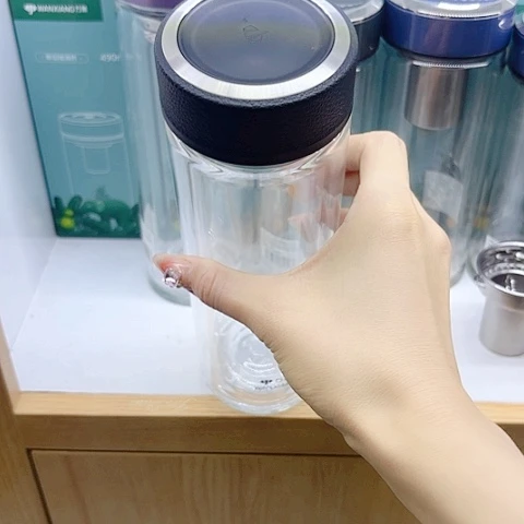 万象品牌玻璃小*头V21S，皮纹，520毫升双层无网