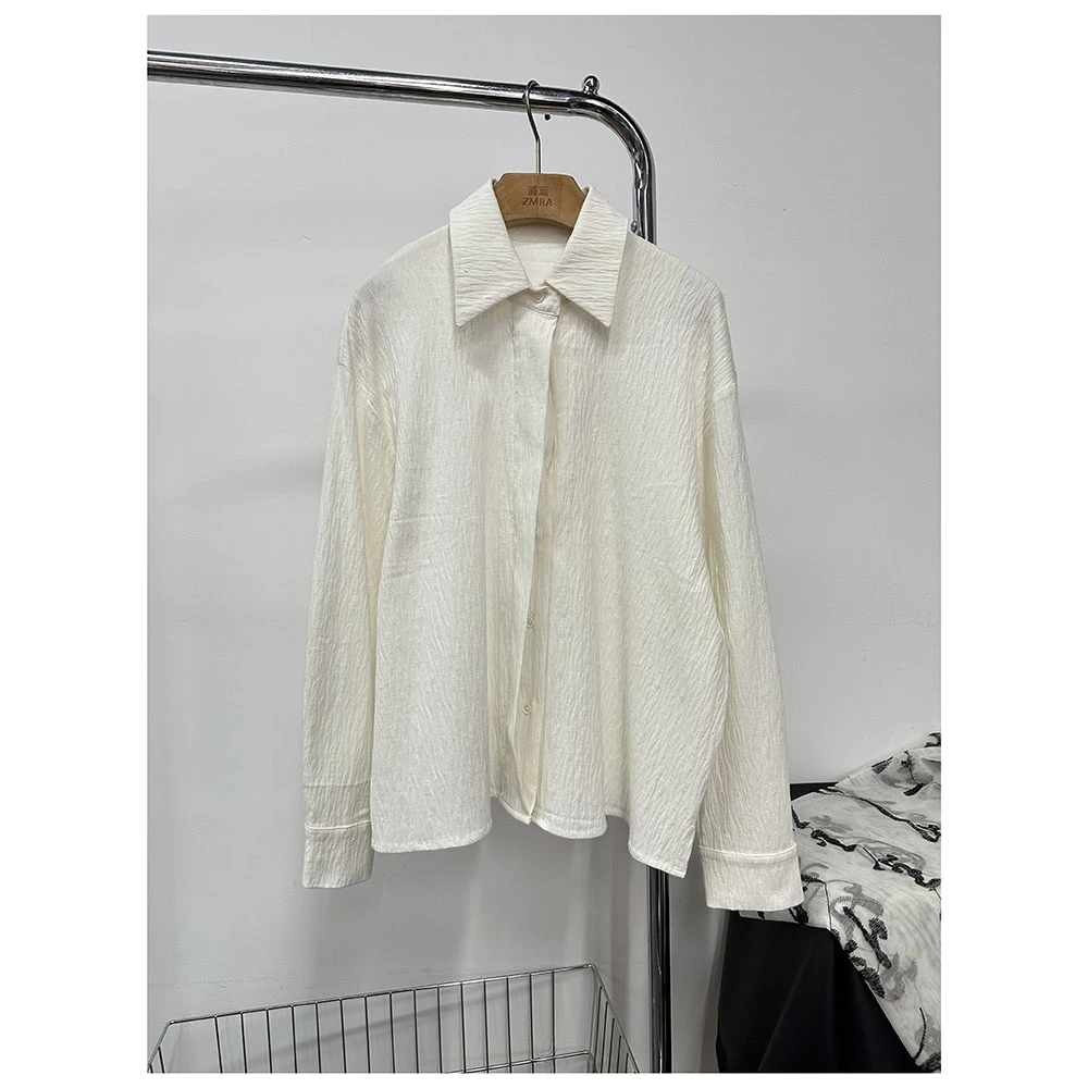 C139  秋季新款纯色翻领女士休闲长袖衬衫