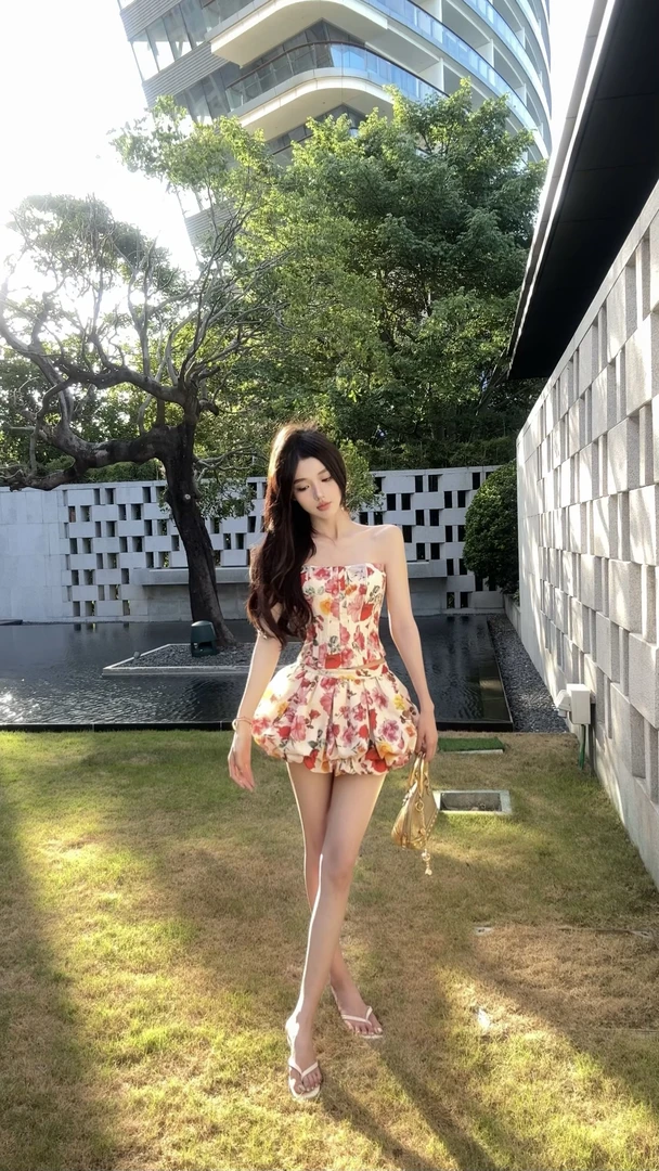 【春日部】法式鱼骨抹胸上衣半身裙两件套0860